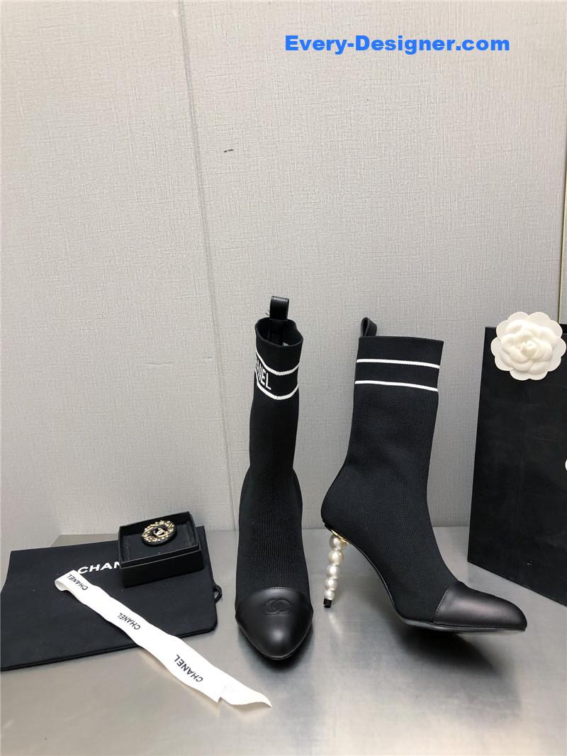 CC diamond double C buckle stiletto boots