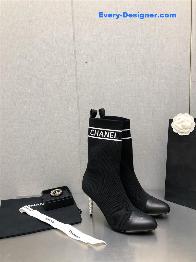 CC diamond double C buckle stiletto boots