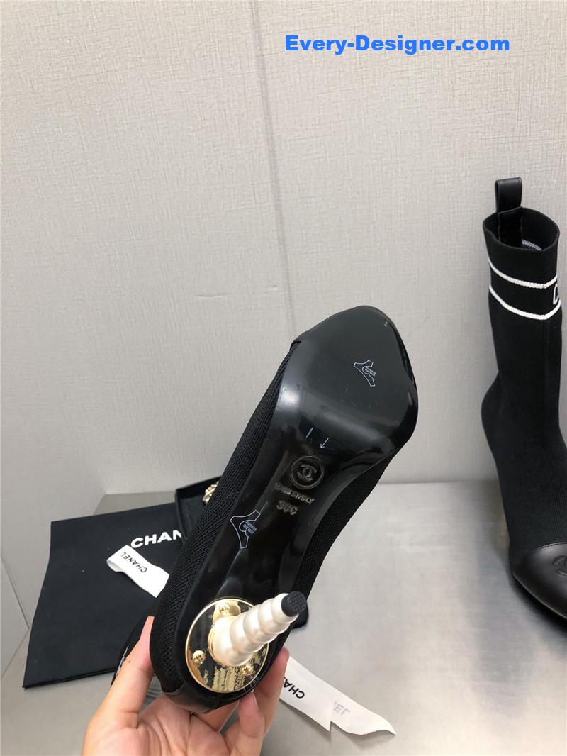 CC diamond double C buckle stiletto boots