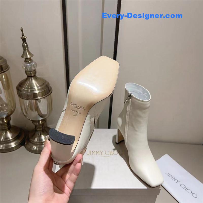 J1m*y Ch00 black patent leather block heel ankle boots