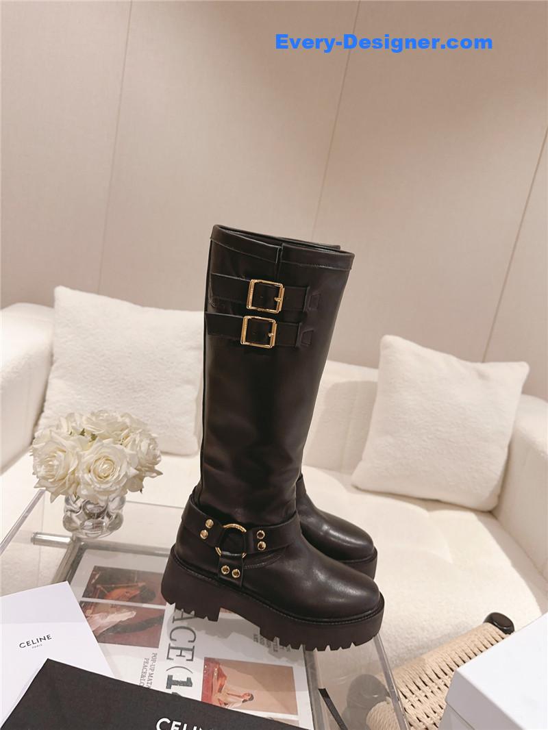 Ce1i*e belt buckle long riding boots