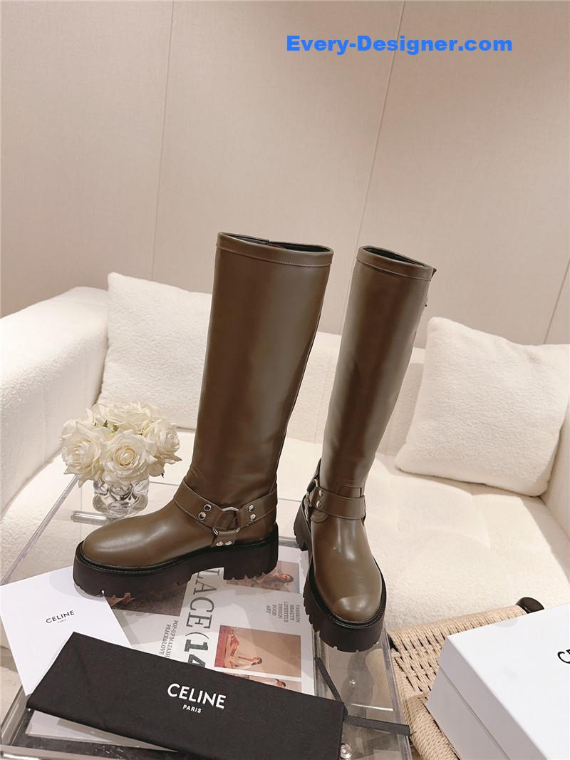 Ce1i*e belt buckle long riding boots