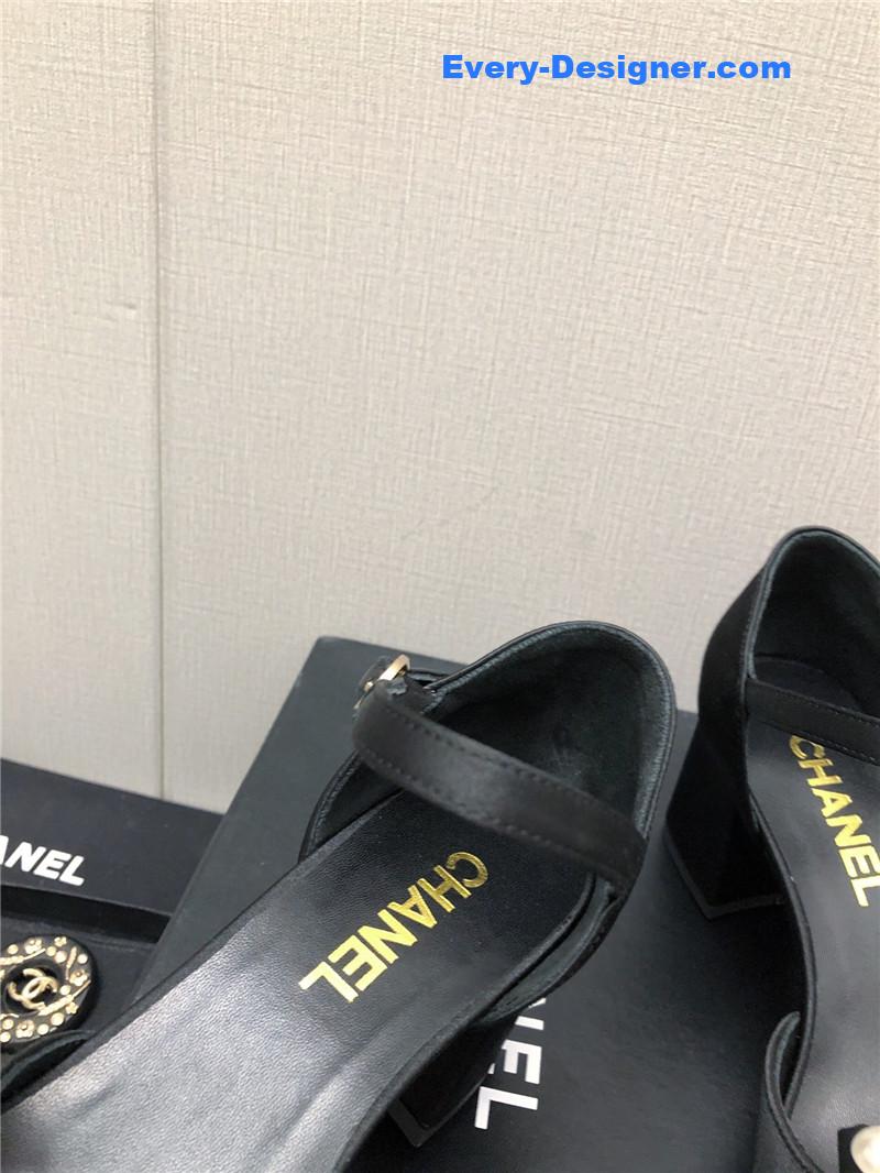 CC new small fragrant pearl buckle Mary Jane shoes