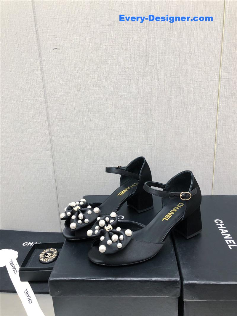 CC new small fragrant pearl buckle Mary Jane shoes