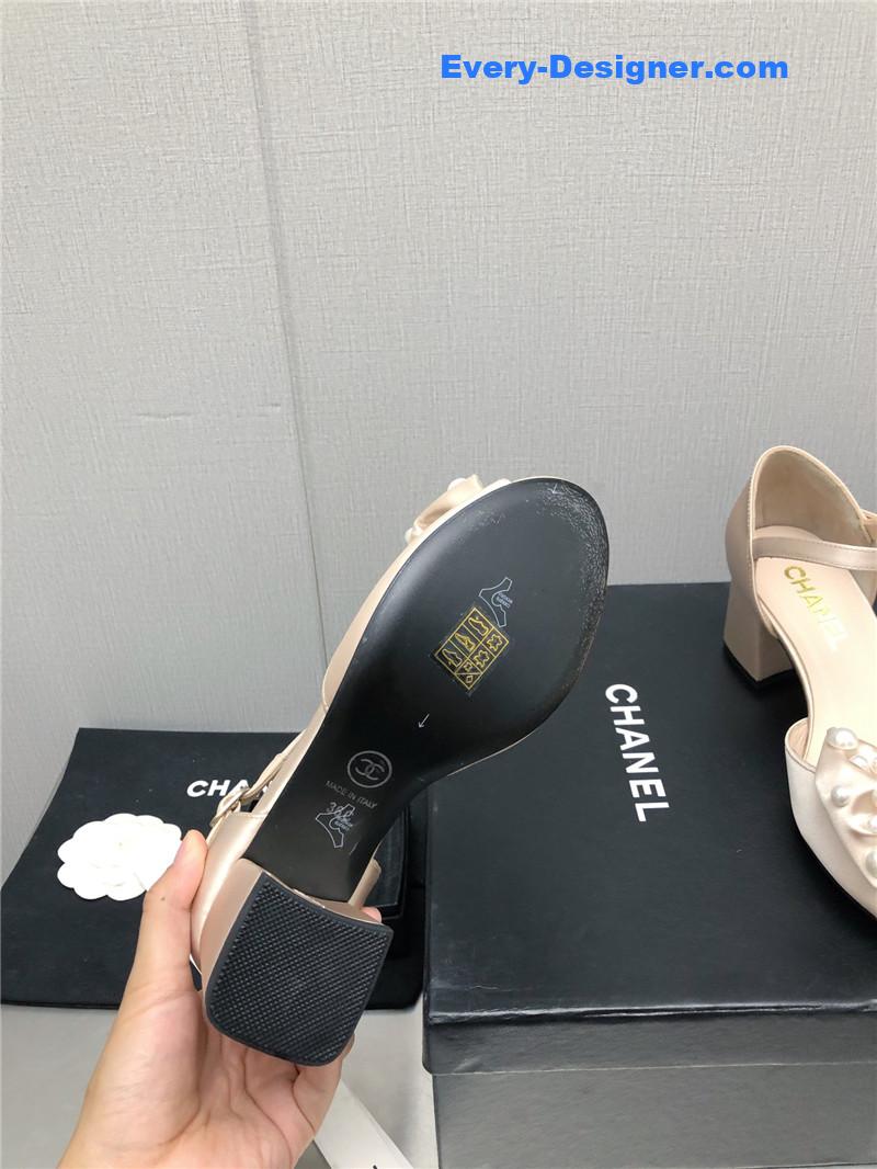 CC new small fragrant pearl buckle Mary Jane shoes