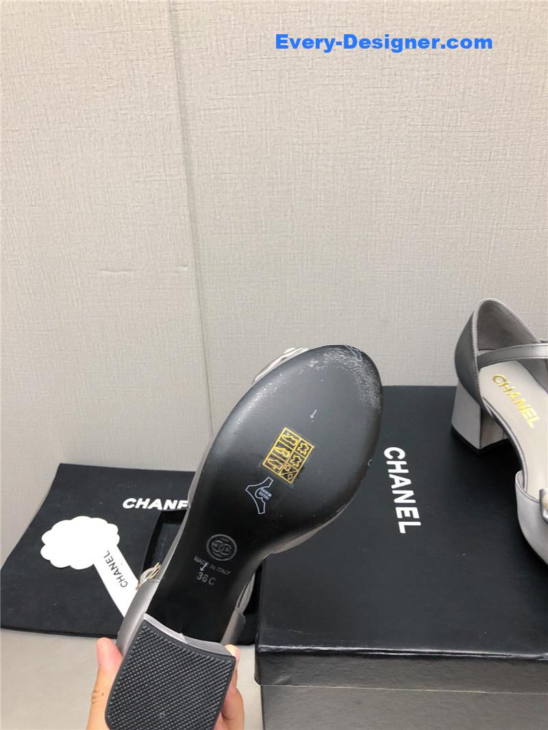 CC new small fragrant pearl buckle Mary Jane shoes