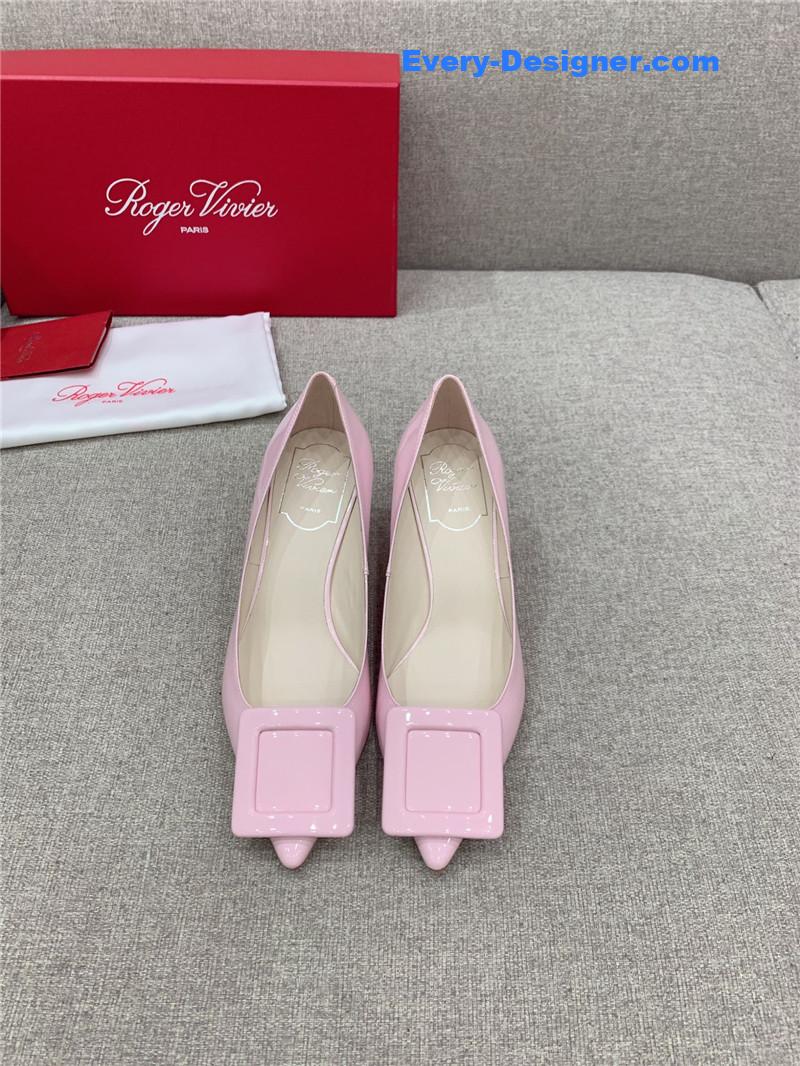 Roger vivier new leather buckle cat heel shoes