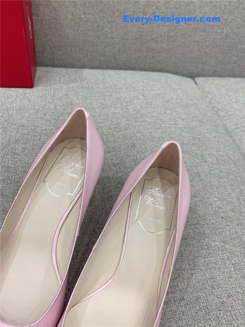 Roger vivier new leather buckle cat heel shoes