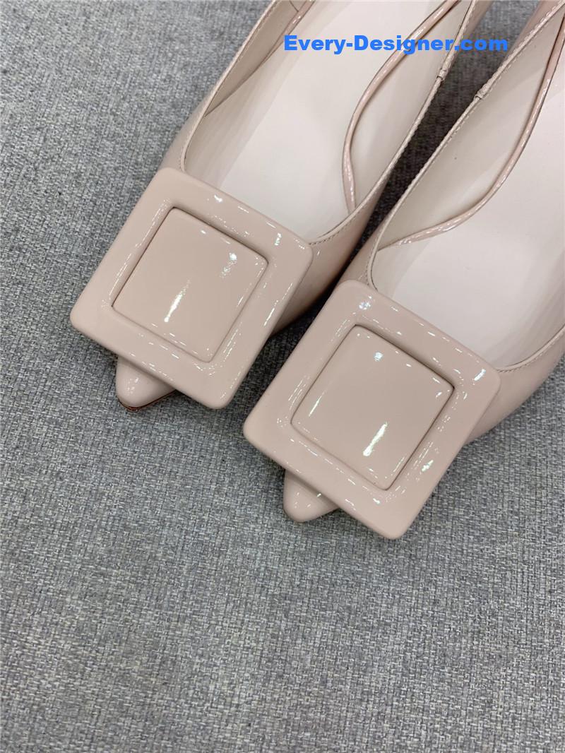 Roger vivier new leather buckle cat heel shoes