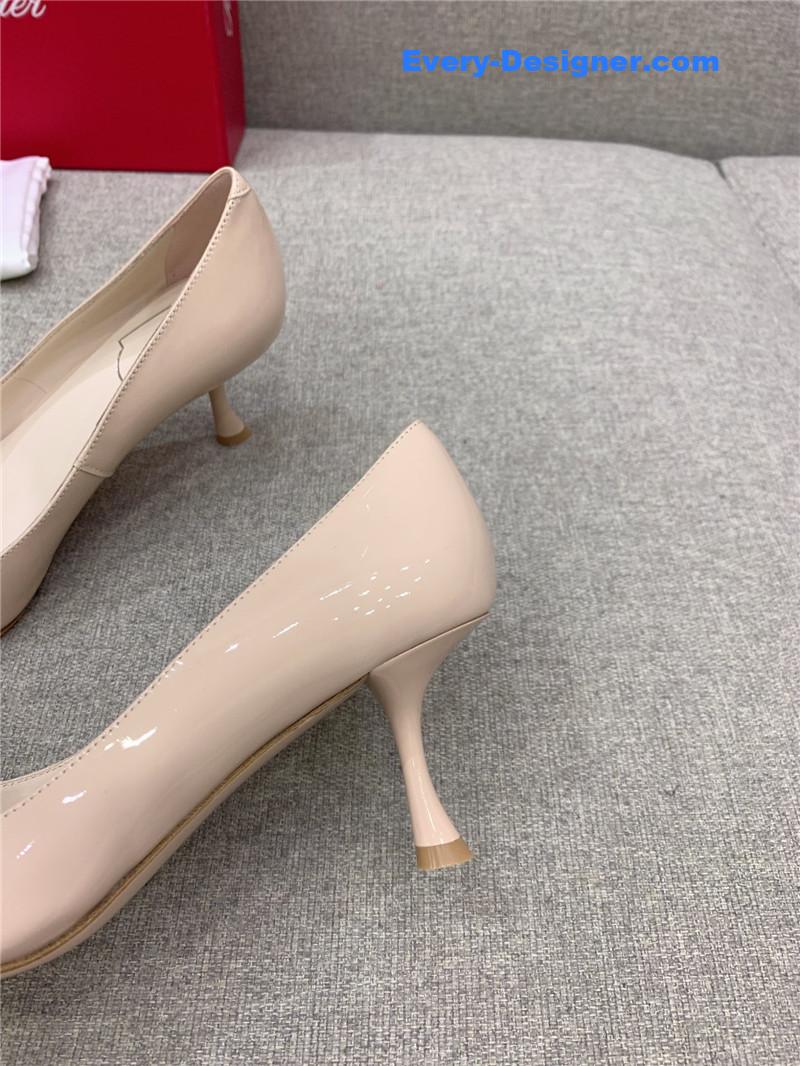 Roger vivier new leather buckle cat heel shoes