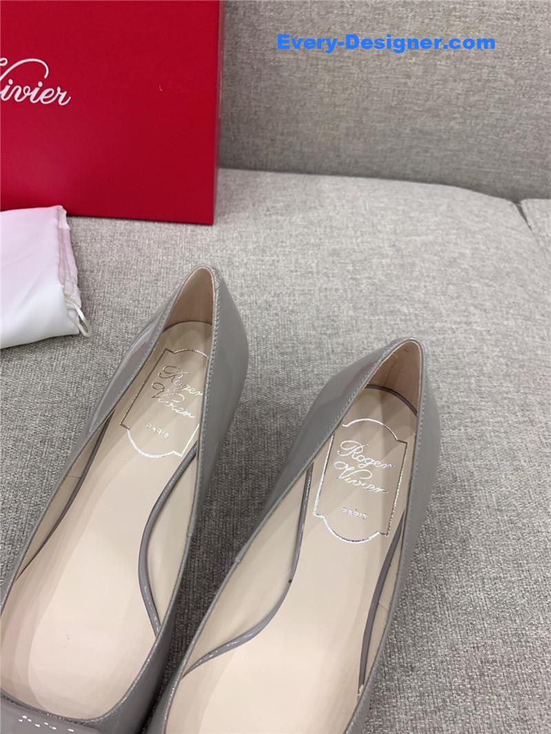 Roger vivier new leather buckle cat heel shoes