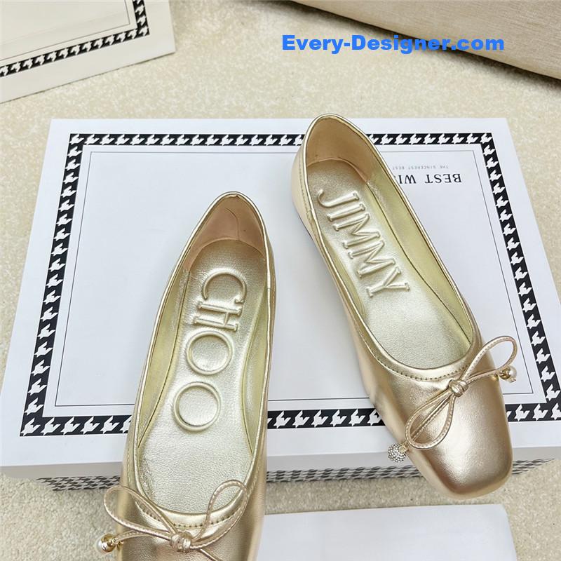 J1m*y Ch00 pearl bow ballerina flats
