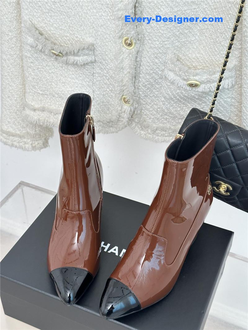 CC double C pointed chunky heel ankle boots