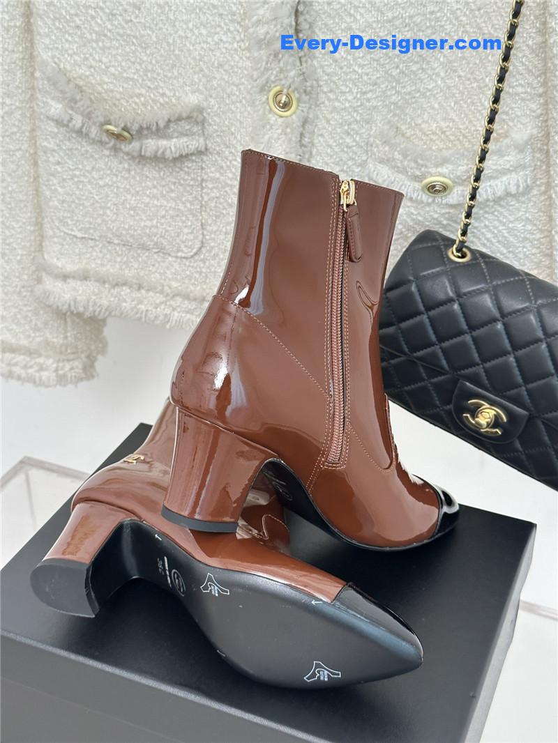 CC double C pointed chunky heel ankle boots