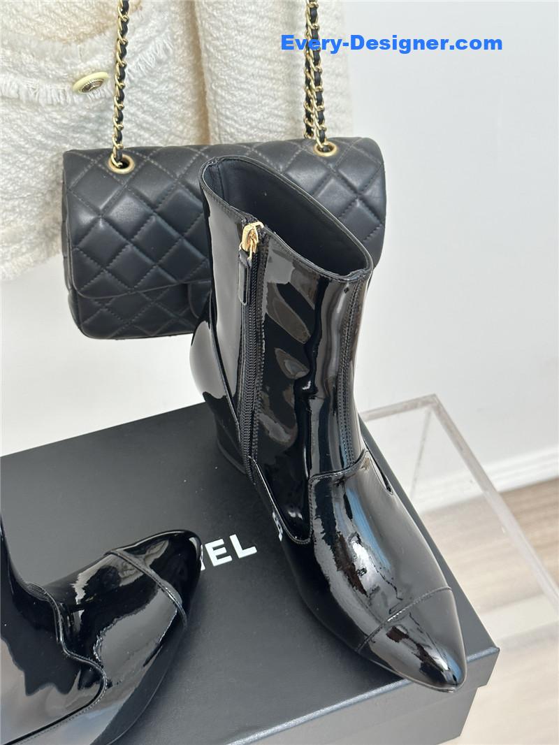 CC double C pointed chunky heel ankle boots