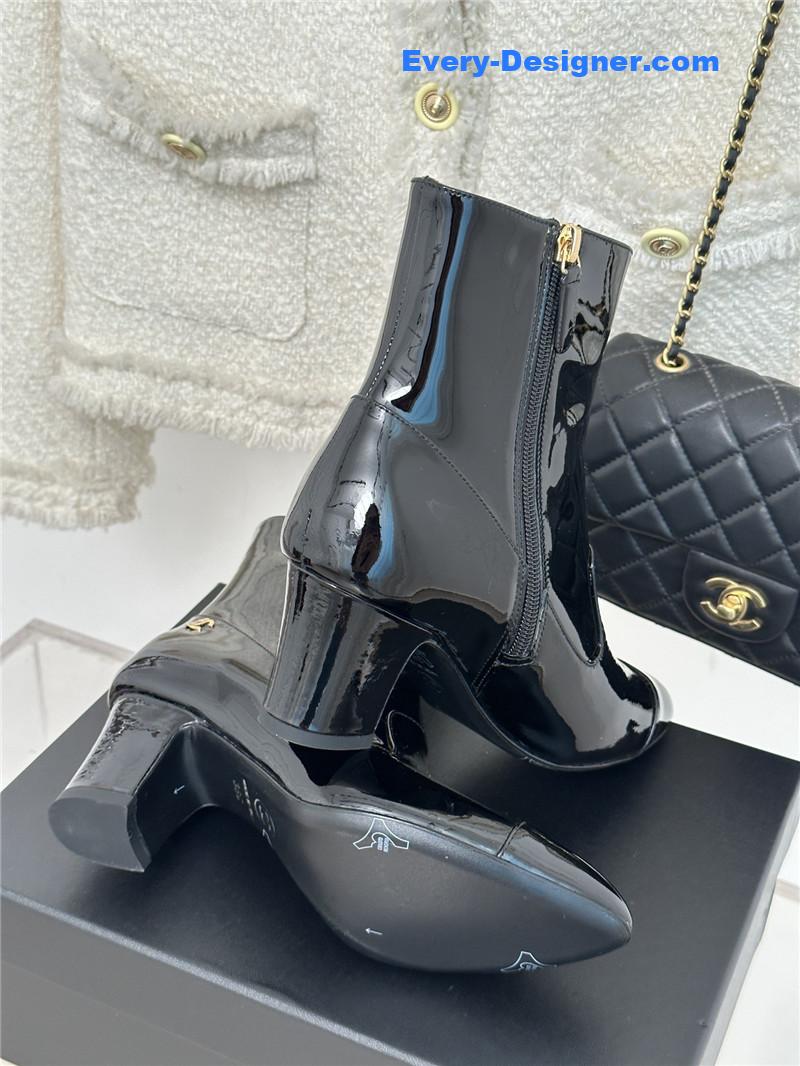 CC double C pointed chunky heel ankle boots