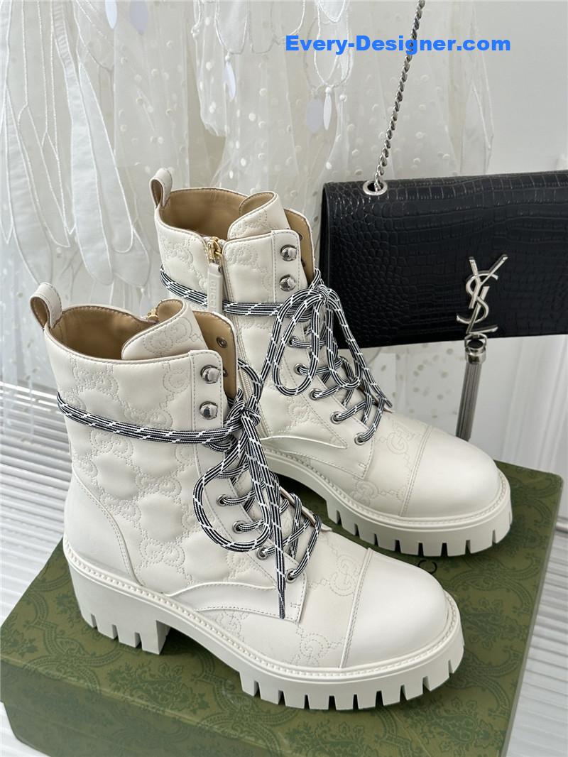 Gucci classic hot style cowhide embossed ankle boots