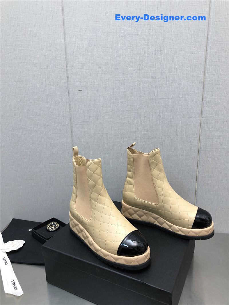 CC new rhombus thick-soled elastic ankle boots