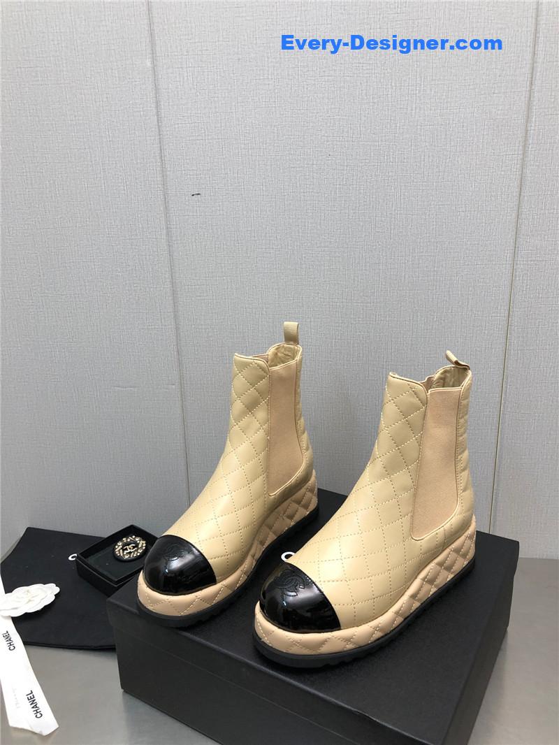 CC new rhombus thick-soled elastic ankle boots