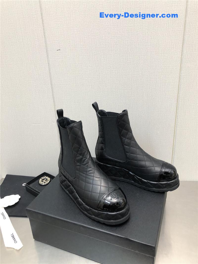 CC new rhombus thick-soled elastic ankle boots