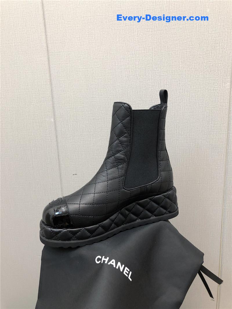 CC new rhombus thick-soled elastic ankle boots