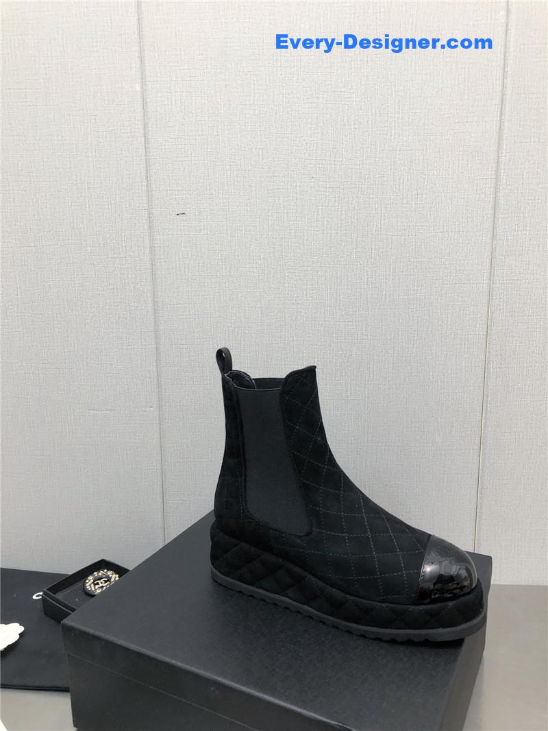 CC new rhombus thick-soled elastic ankle boots