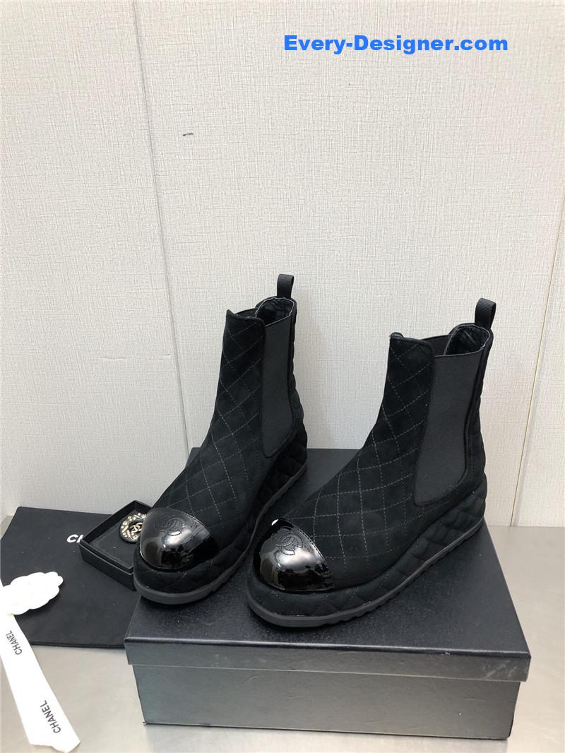 CC new rhombus thick-soled elastic ankle boots