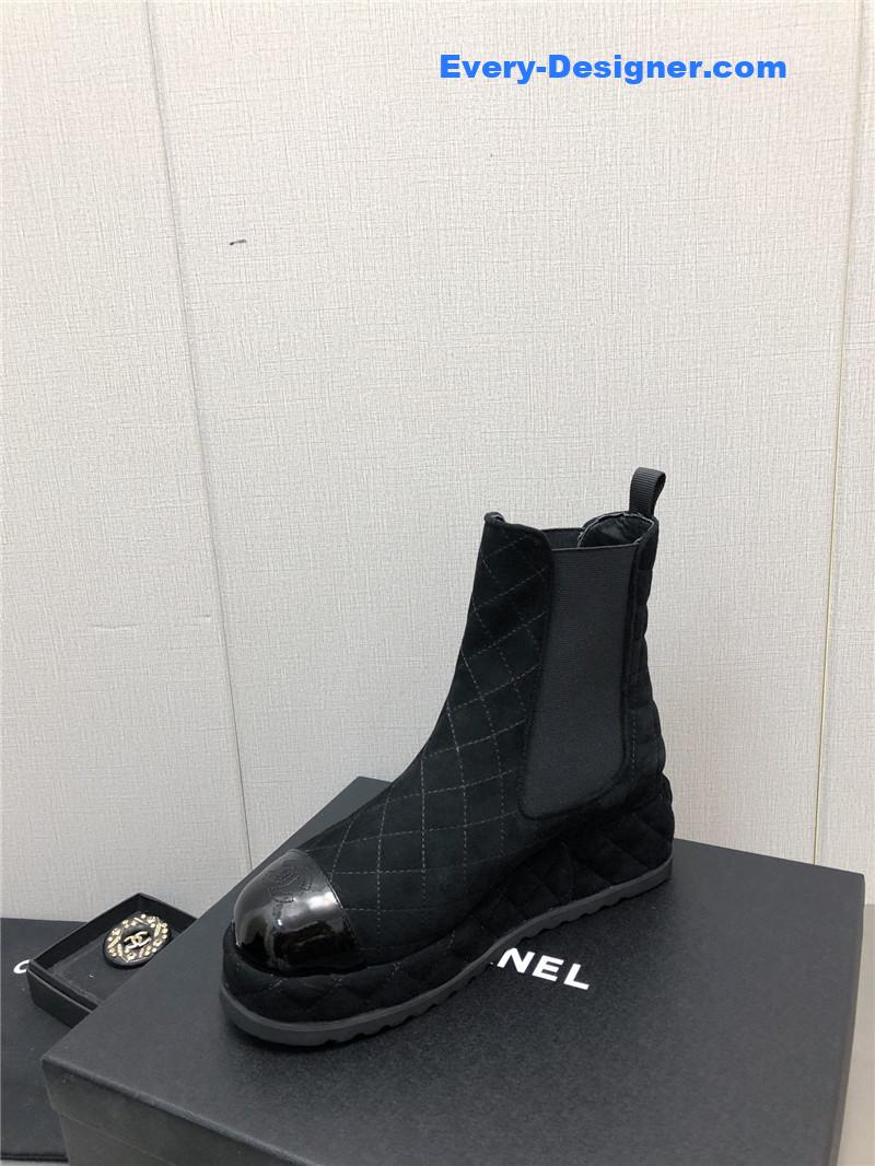 CC new rhombus thick-soled elastic ankle boots