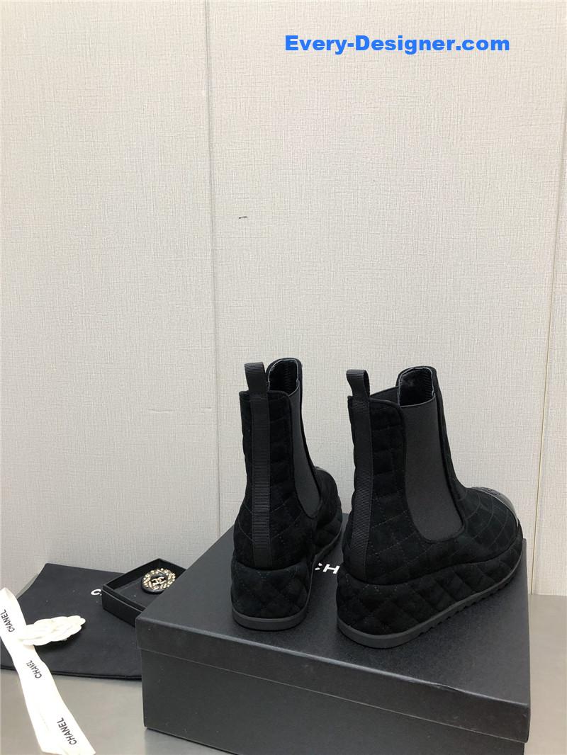 CC new rhombus thick-soled elastic ankle boots