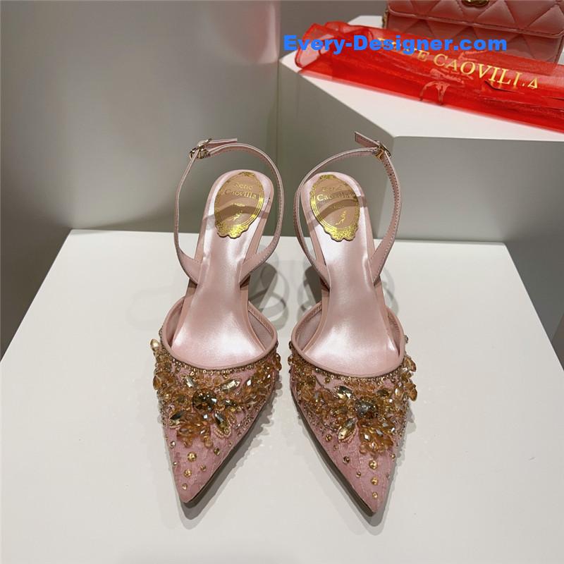 rene caovilla crystal jeweled silk heels