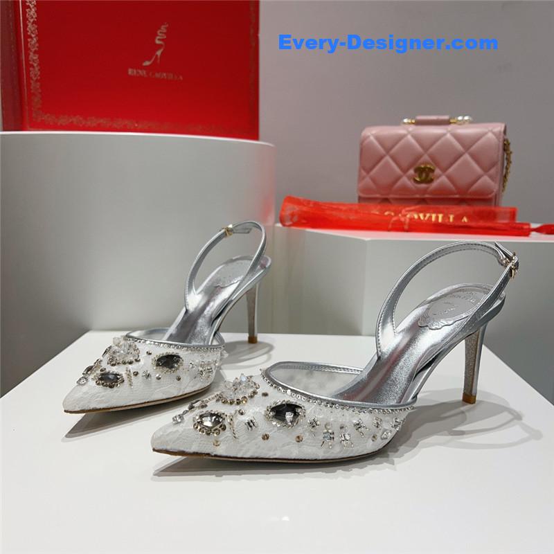rene caovilla crystal jeweled silk heels