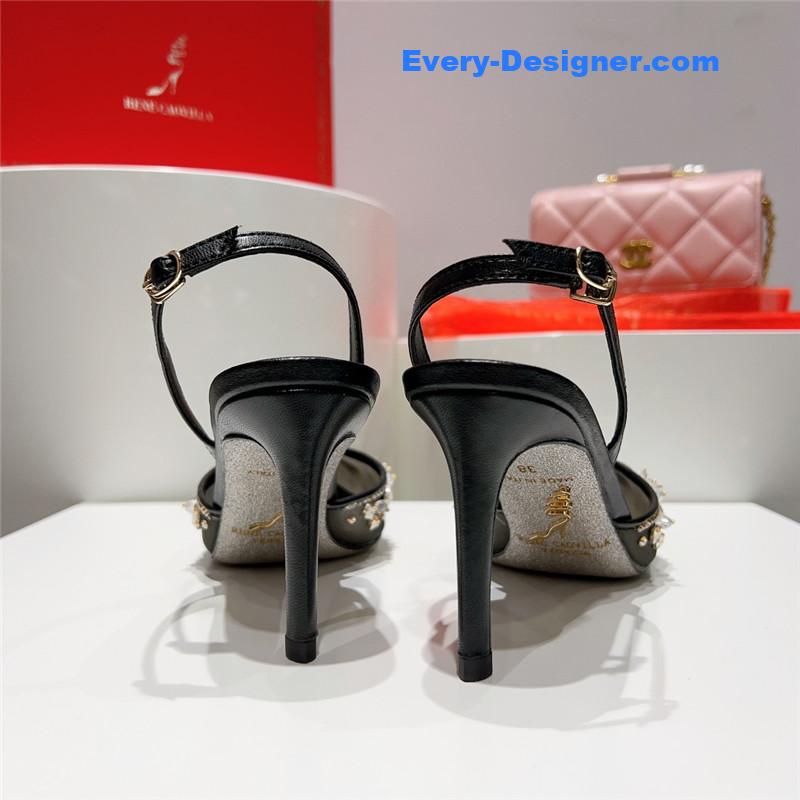 rene caovilla crystal jeweled silk heels