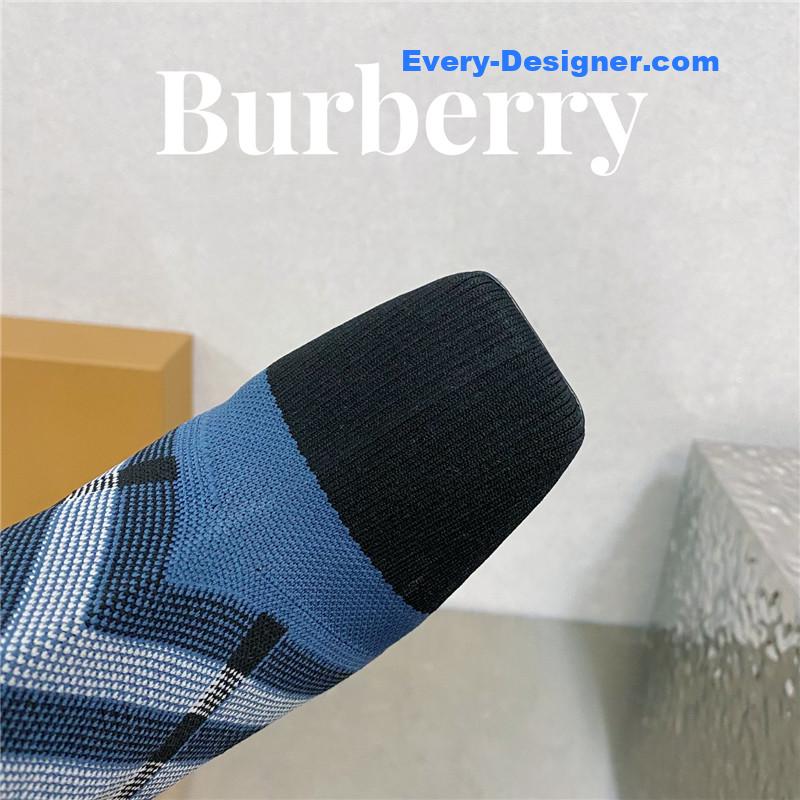 Bv*b*rry square-toe stiletto checked stretch-knit sock boots