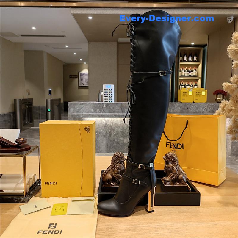 F**di knee high lace up boots