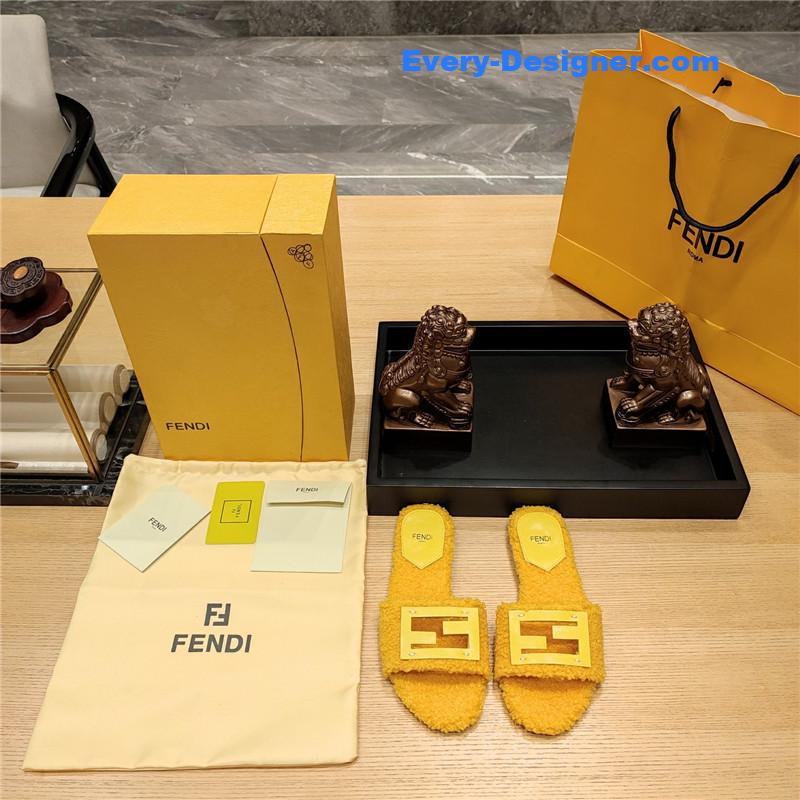 fendi lamb wool series slippers