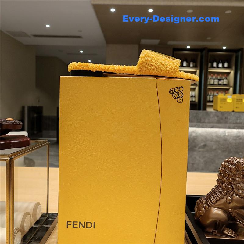 fendi lamb wool series slippers