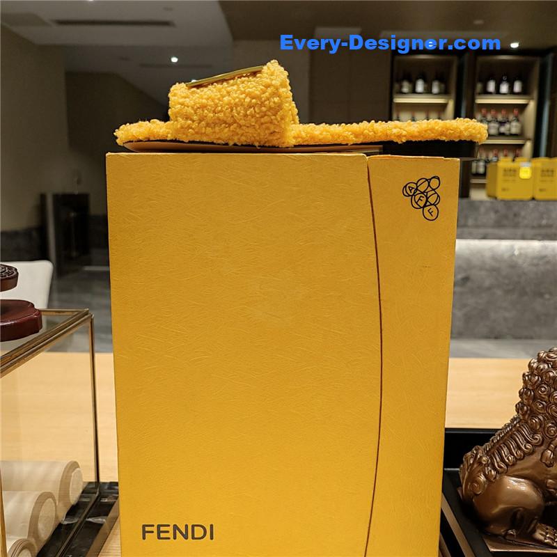 fendi lamb wool series slippers