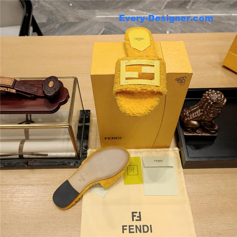 fendi lamb wool series slippers