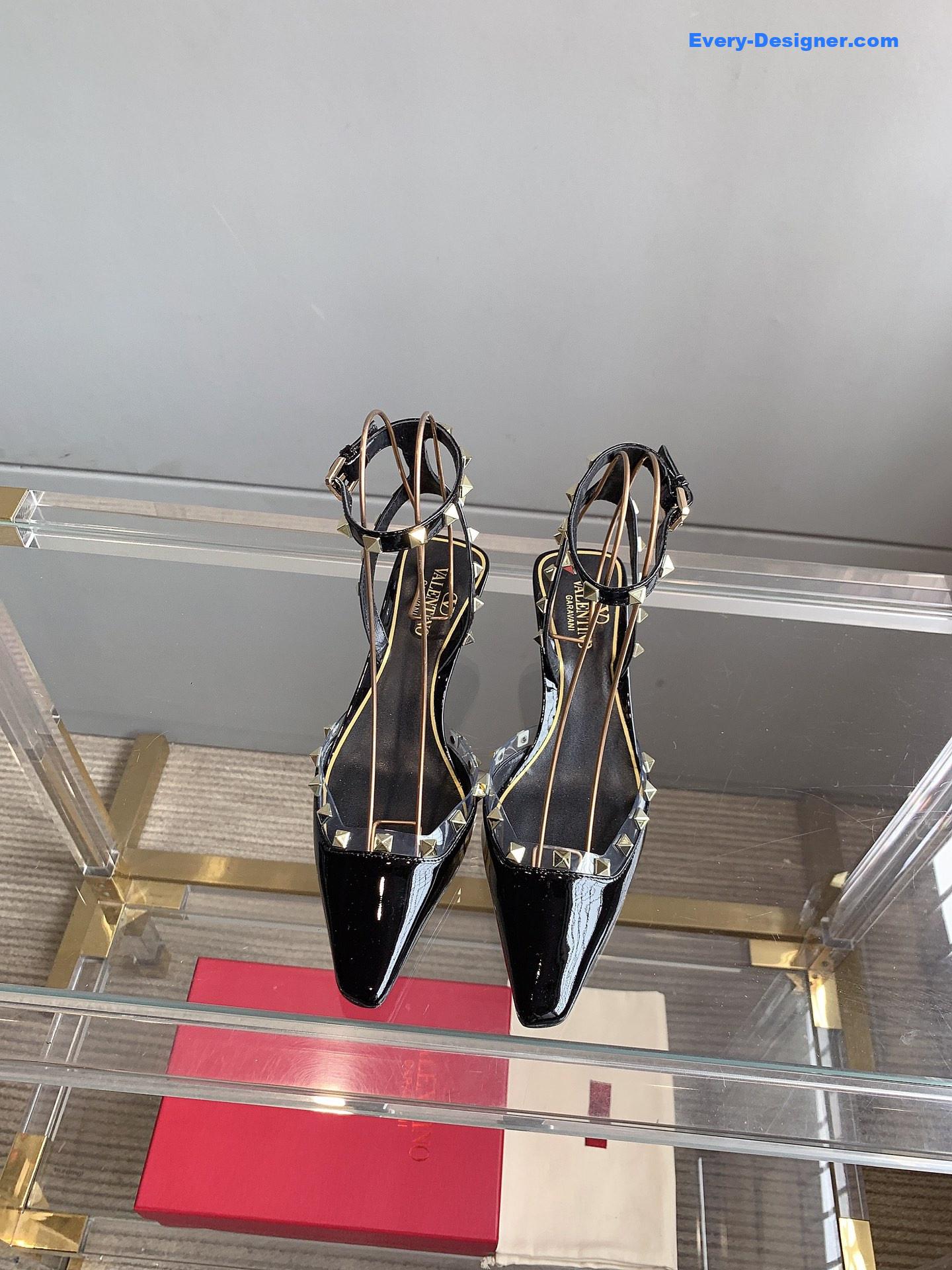 valentino new rivet kitten heel sandals