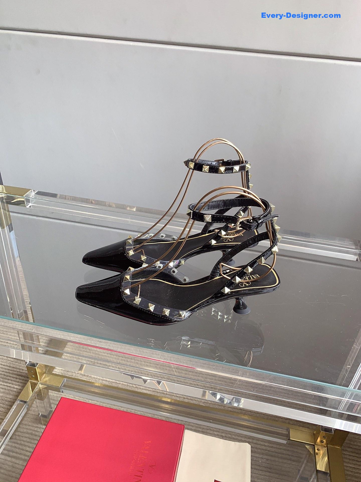 valentino new rivet kitten heel sandals