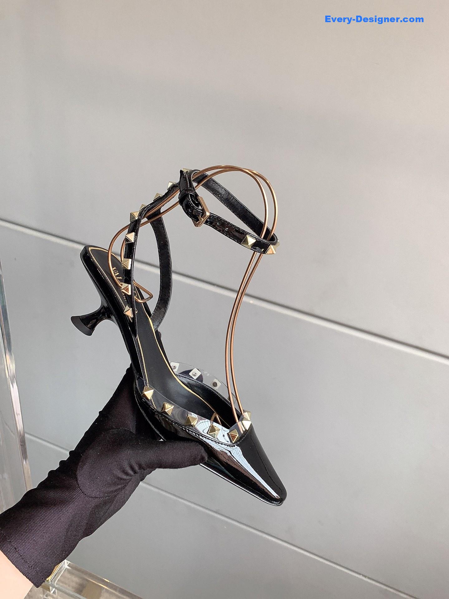 valentino new rivet kitten heel sandals