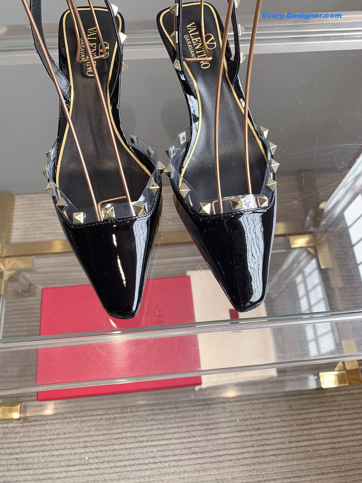 valentino new rivet kitten heel sandals
