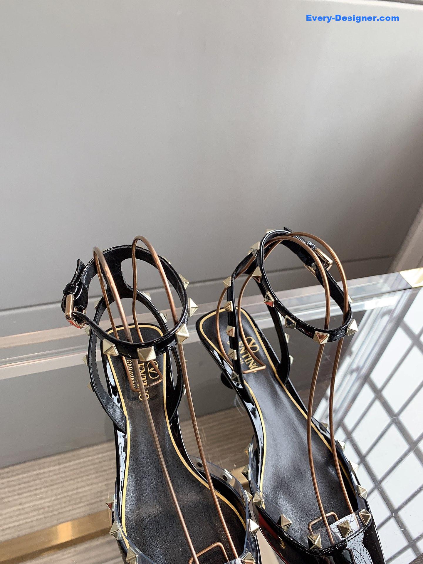 valentino new rivet kitten heel sandals