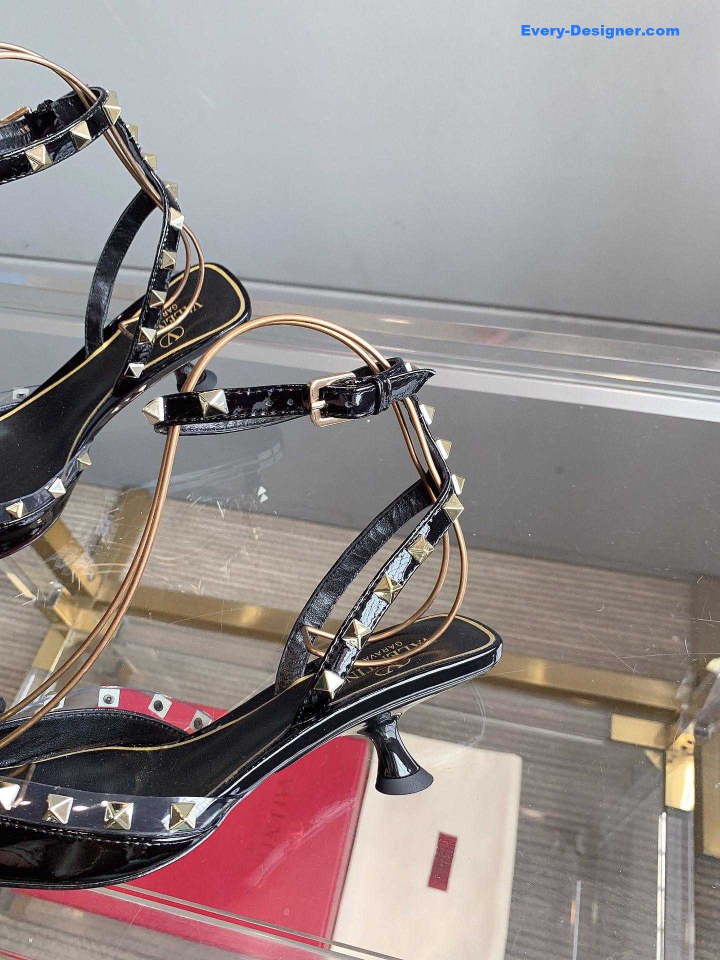 valentino new rivet kitten heel sandals
