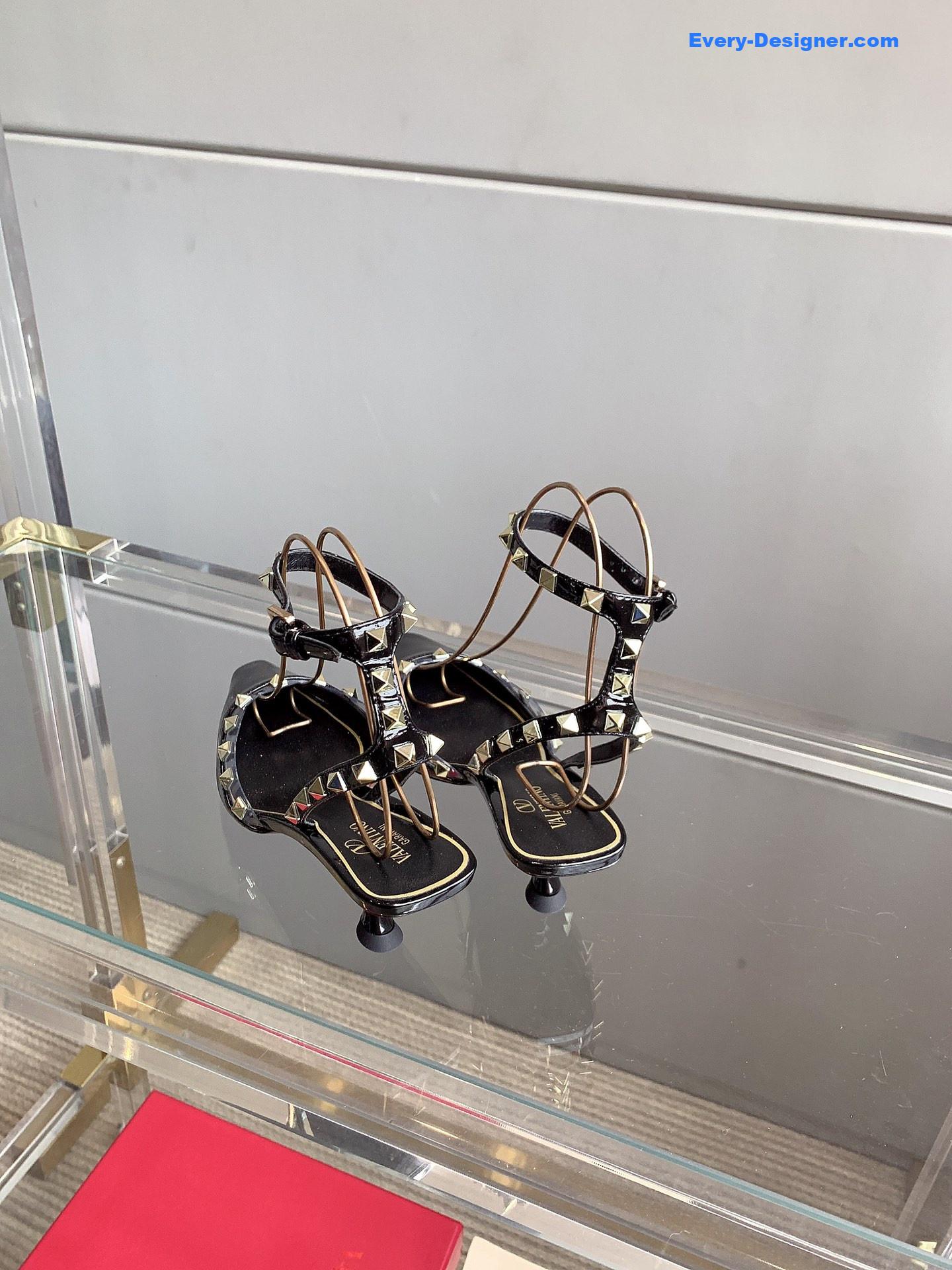 valentino new rivet kitten heel sandals