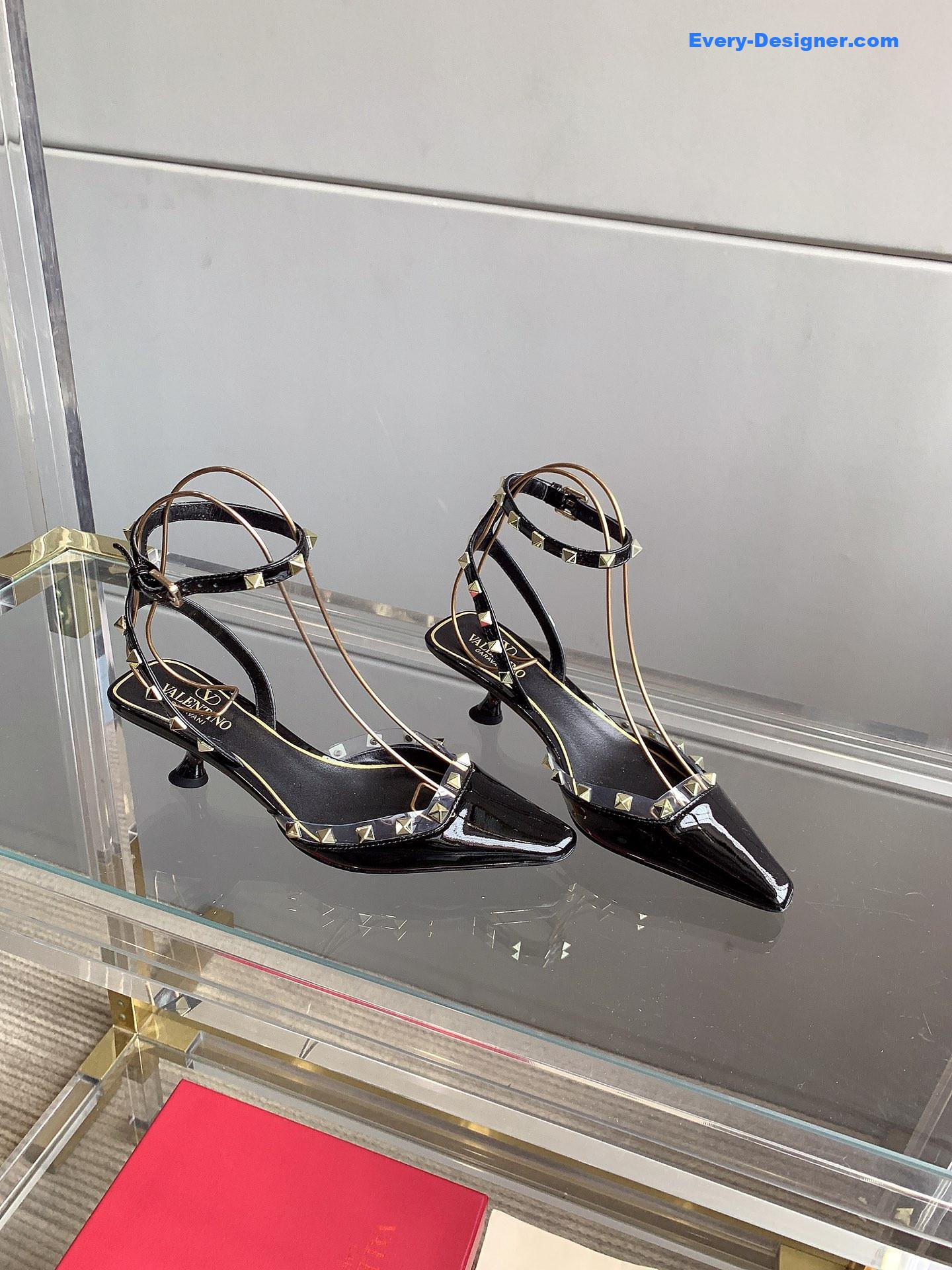valentino new rivet kitten heel sandals