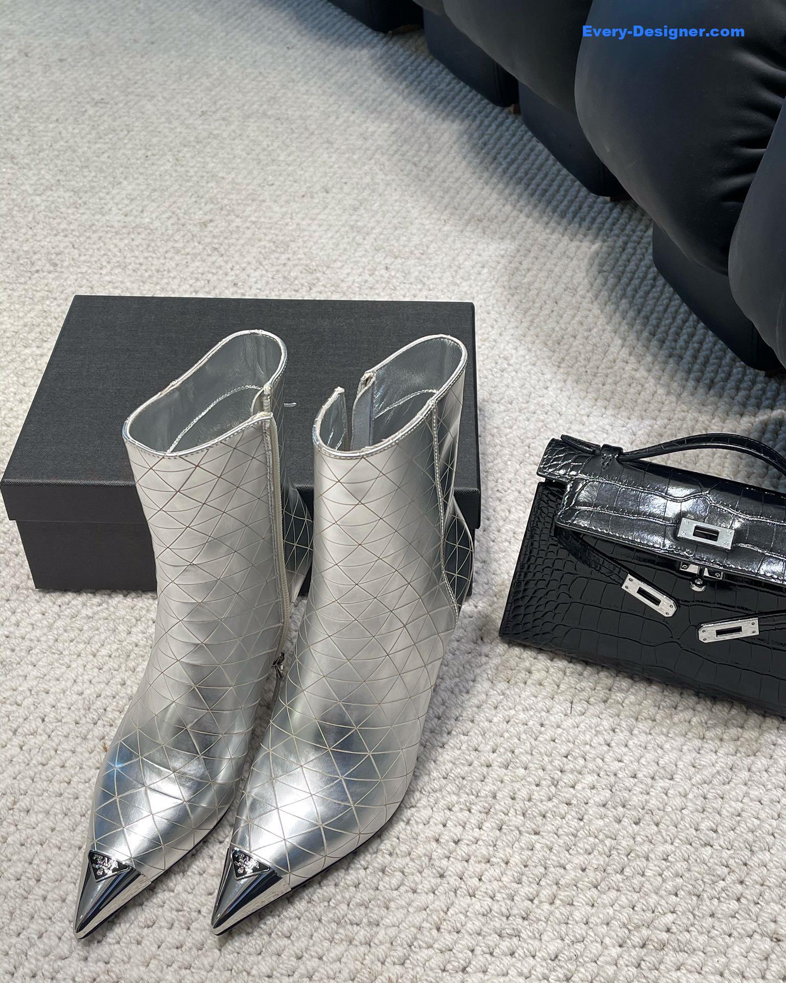 prada autumn winter iron toe triangle logo ankle boots
