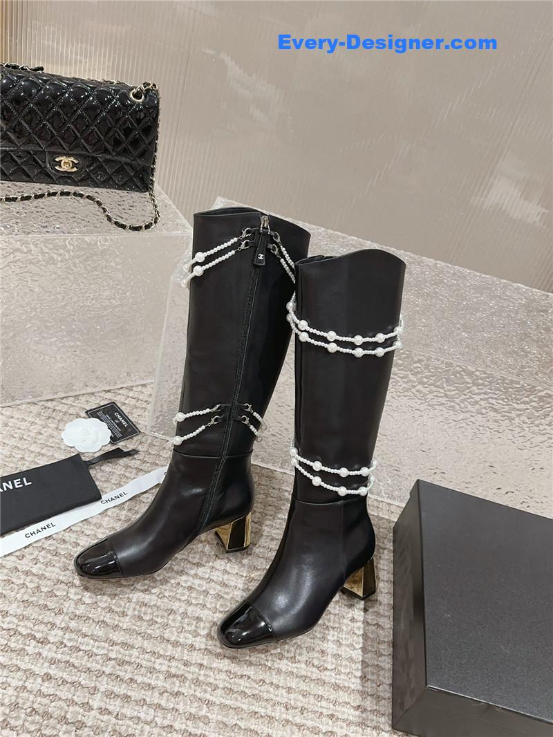 CC pearl accessories high heel boots