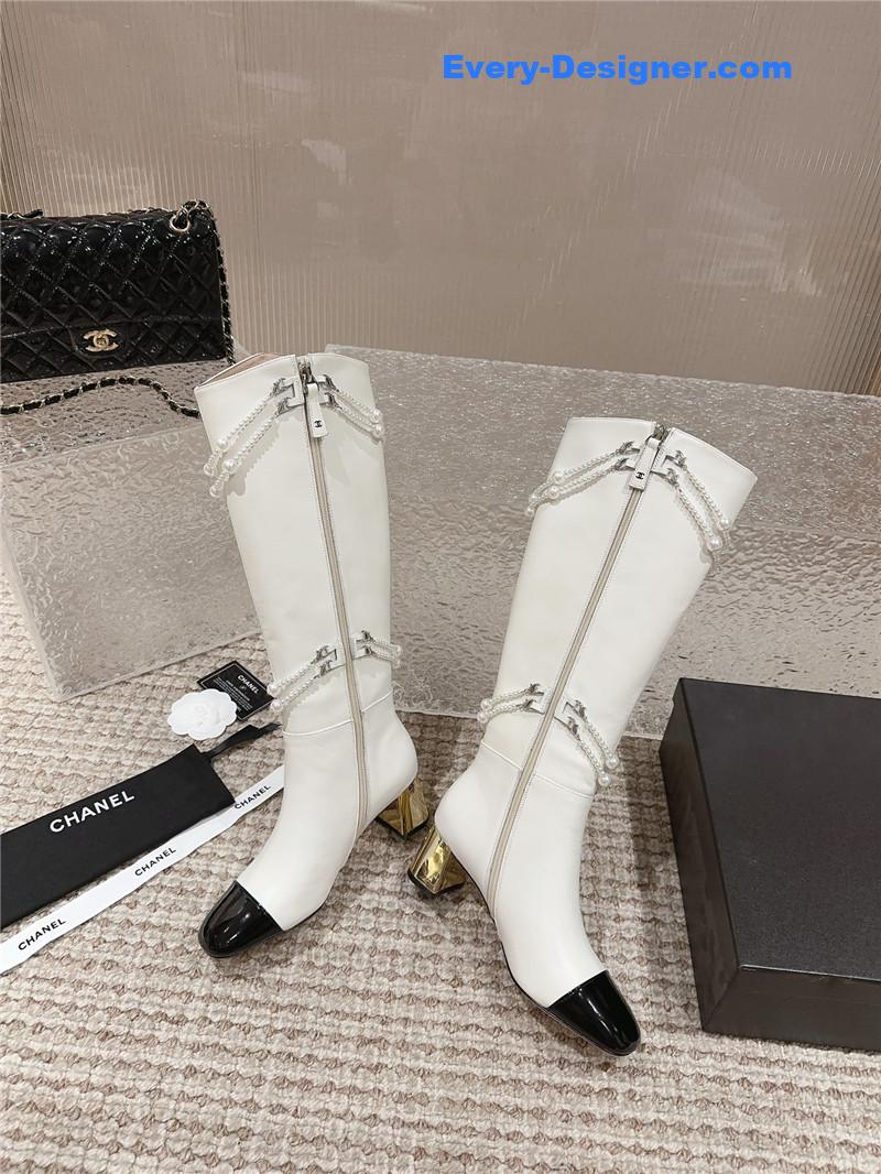 CC pearl accessories high heel boots