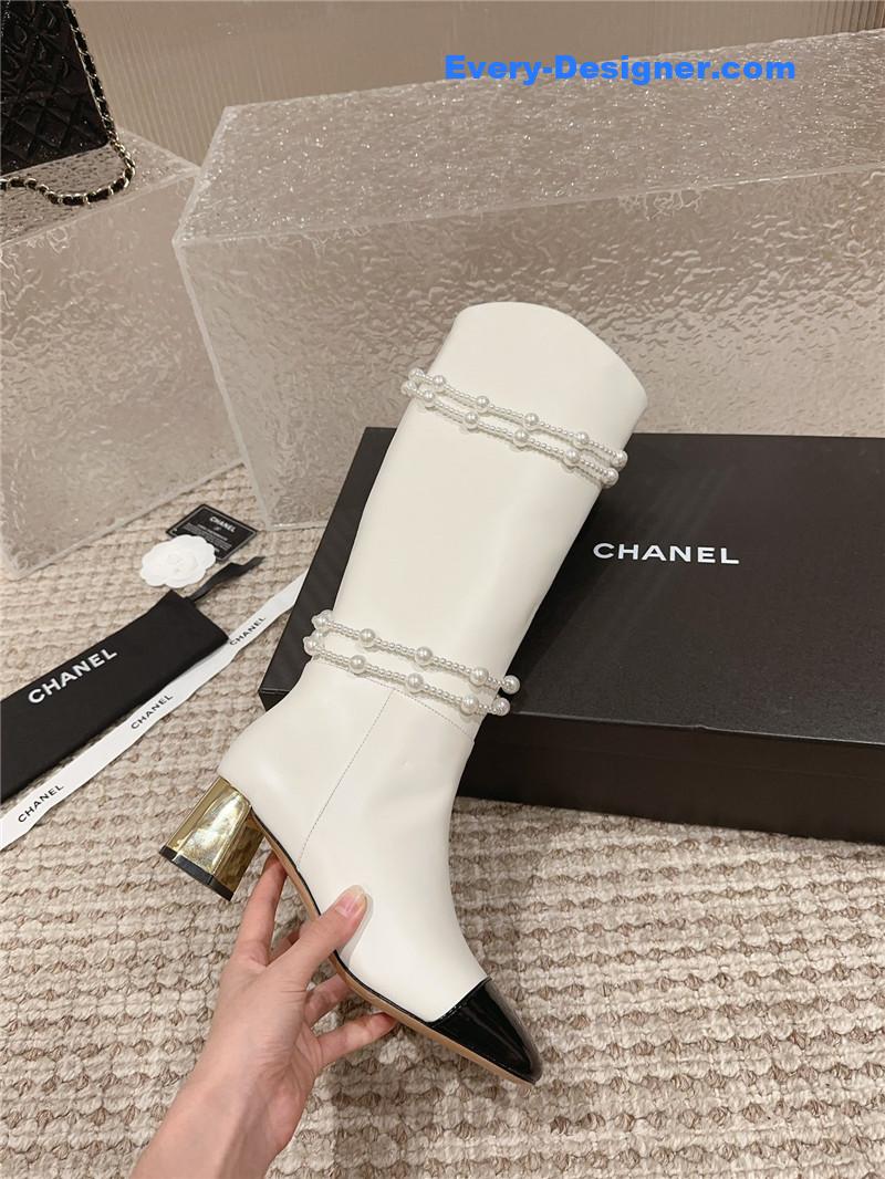 CC pearl accessories high heel boots